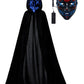 Kids Full Length Hooded Velvet Cloak Halloween Cape Costumes With Blue Led Light Up Scary Mask (47'/120Cm)