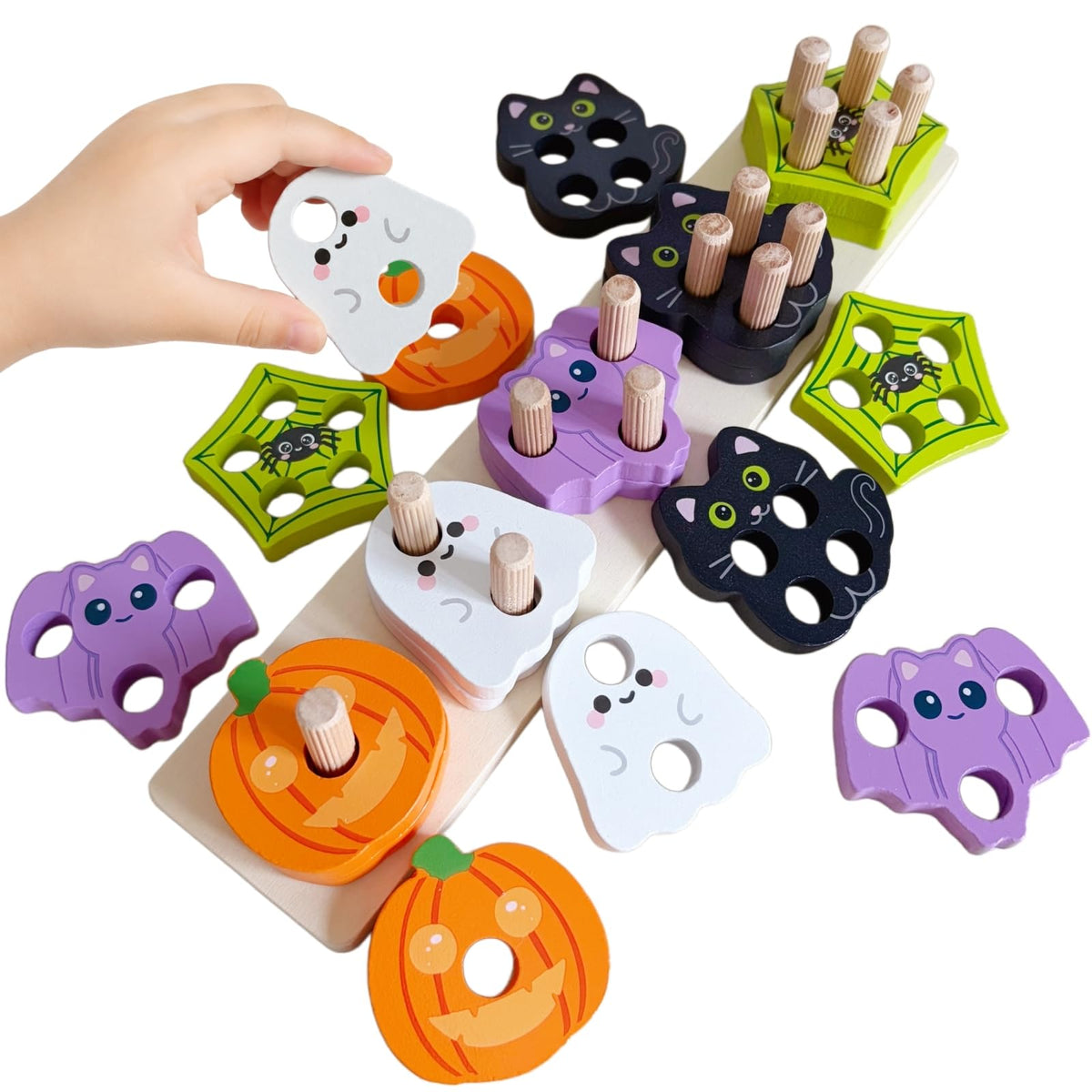 UURM Halloween Montessori Toys for 1 2 3 Years, Wooden Toddlers Toys
