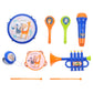 Excluzo 1 Set Kids Musical Instruments 7 Toddlers Rhythm Instruments Toys With Drum 2 Sticks Small Tambourine Microphone Trumpet