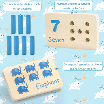 Suwimut Wooden Counting Peg Board, Math Manipulatives Number Counting Toys For Kindergarten Toddlers Learning Activities, Montessori Educational Toys For 3 4 5 Year Old Kids Boys Girls Gifts