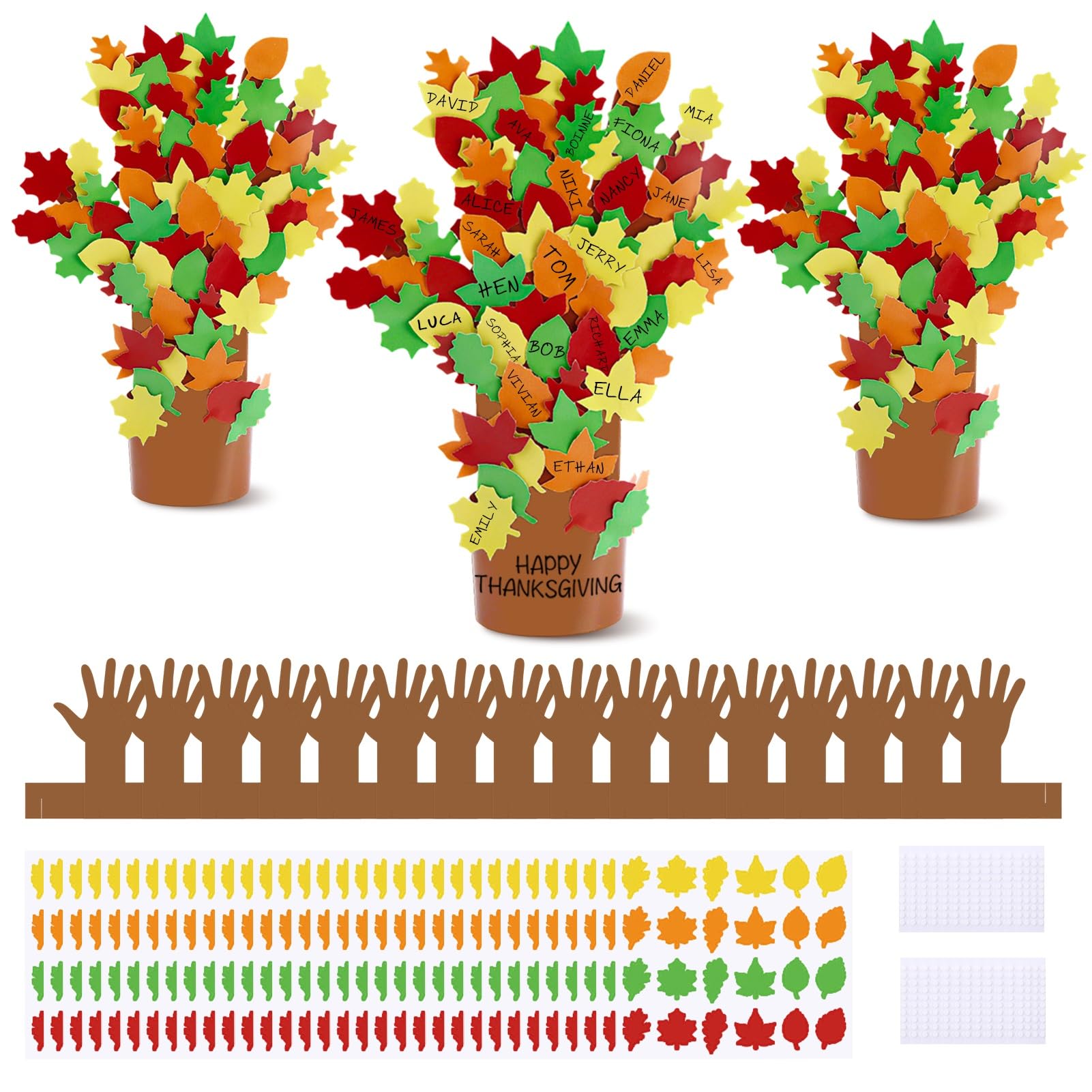 32 Pcs Fall Thankful Tree Craft Kits Make Your Own Handprint Paper Trees DIY Thanksgiving Trees Decorations Thankful Tree Craft 