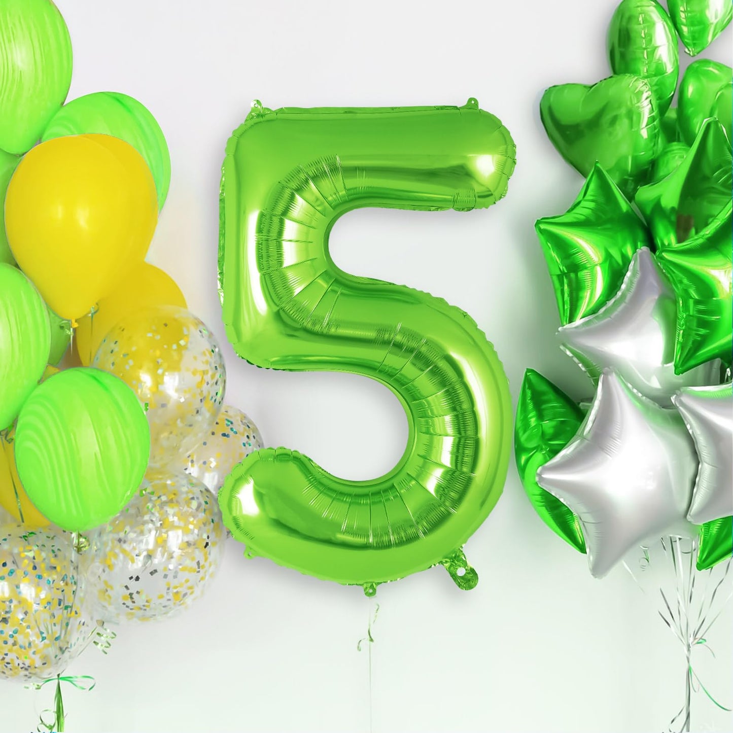 Green Number 5 Balloon 40 Inch, Big Large Foil Helium Number Balloons, Jumbo Giant Mylar Number 5 Balloons For 5 Year Old Birthd
