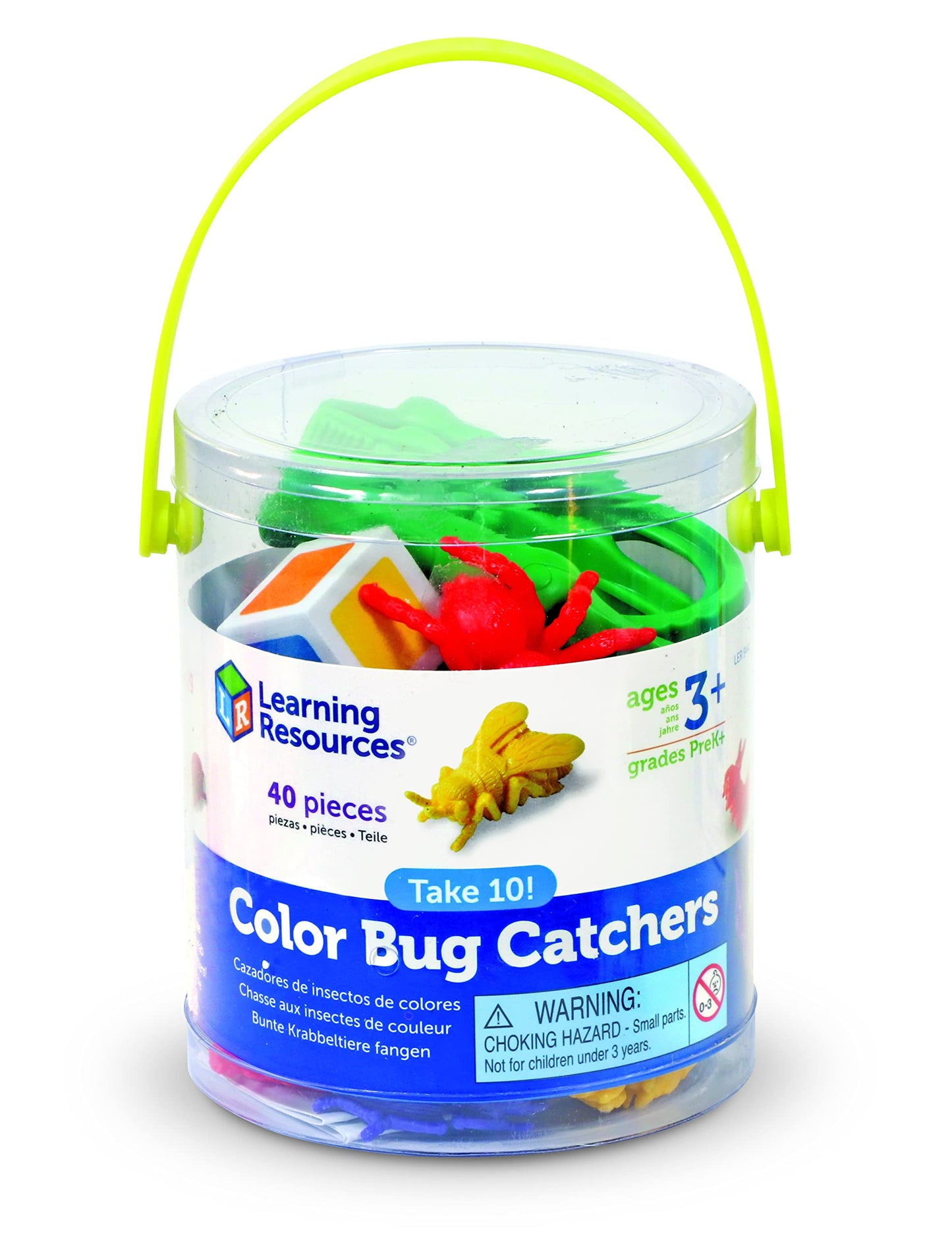 Learning Resources Take 10! Color Bug Catchers - Multi-colored Fine Motor Skills Game for 2-4 Players, Ages 3+, Model LER9441-D, 5"