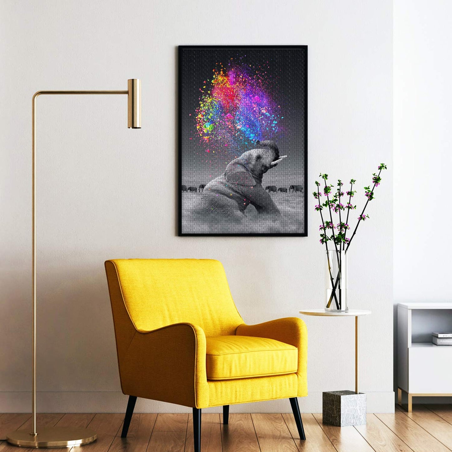 najiaxiaowu Classic Jigsaw Puzzle 1000 Pieces Colorful Elephant Wooden Art 75x50cm DIY Home Decoration