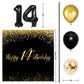Happy 14Th Birthday Balloons Black Set Decor - Cheers To 14 Years Old Party Theme Garland Banner Backdrop Decorations For Boy An