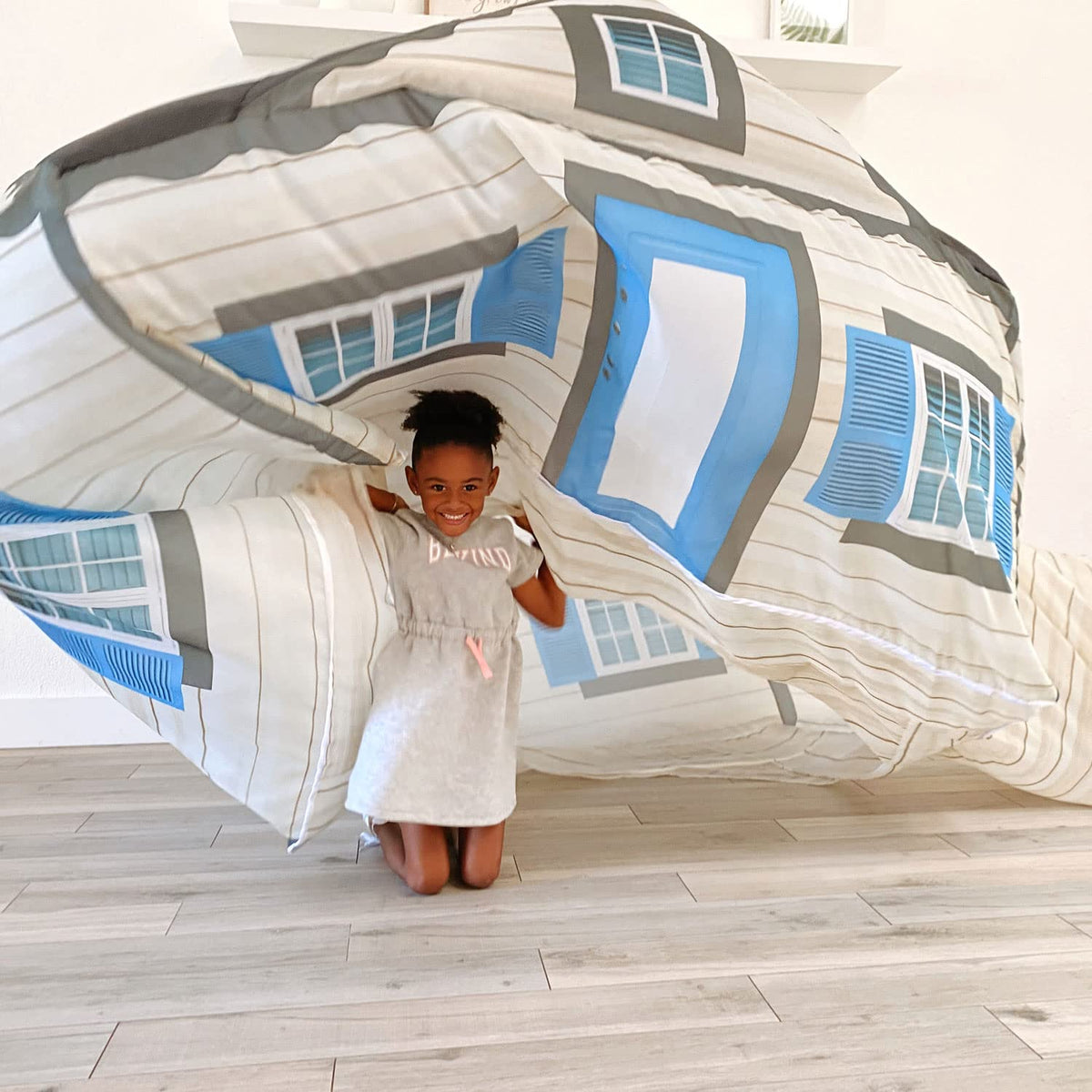 AIR FORT Inflatable Play Tent for Kids, Large Cottage Polyester Fort ...