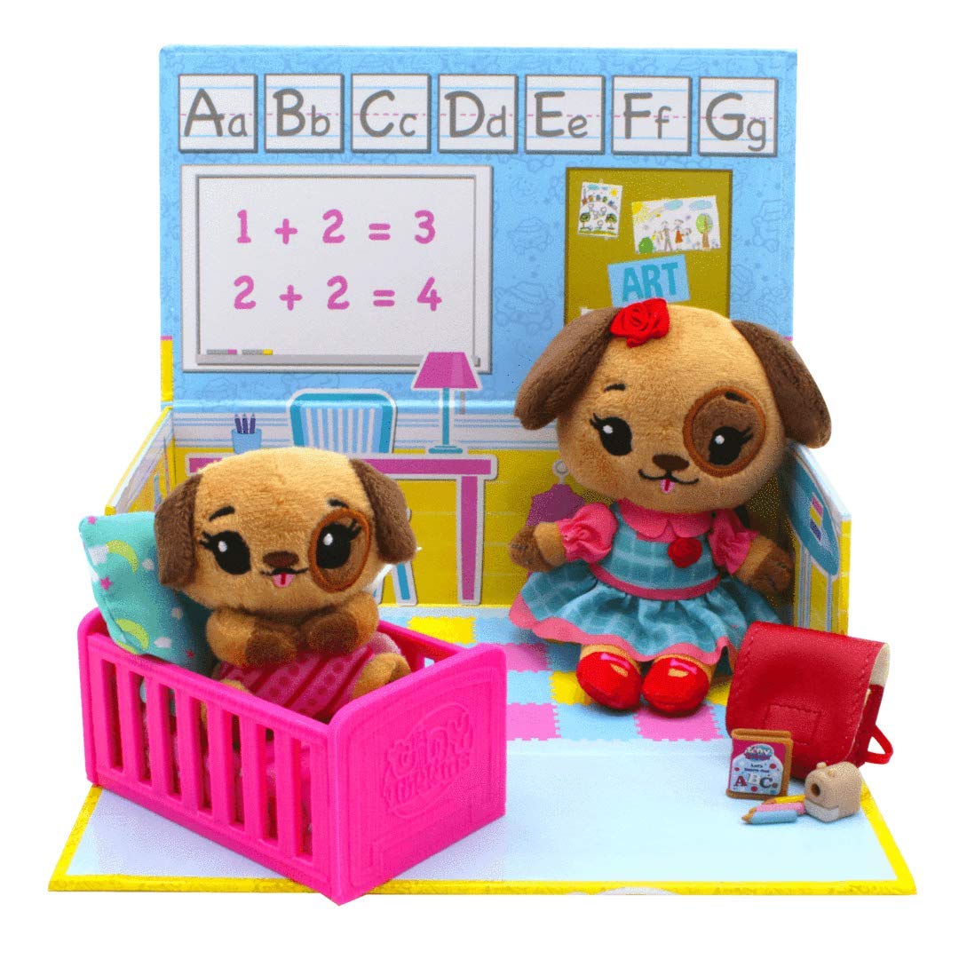 Tiny Tukkins Doggy Family Stuffed Animal Preschool Playset- Play Preschool Set For Girls & Toddlers Includes Big Sister And Baby