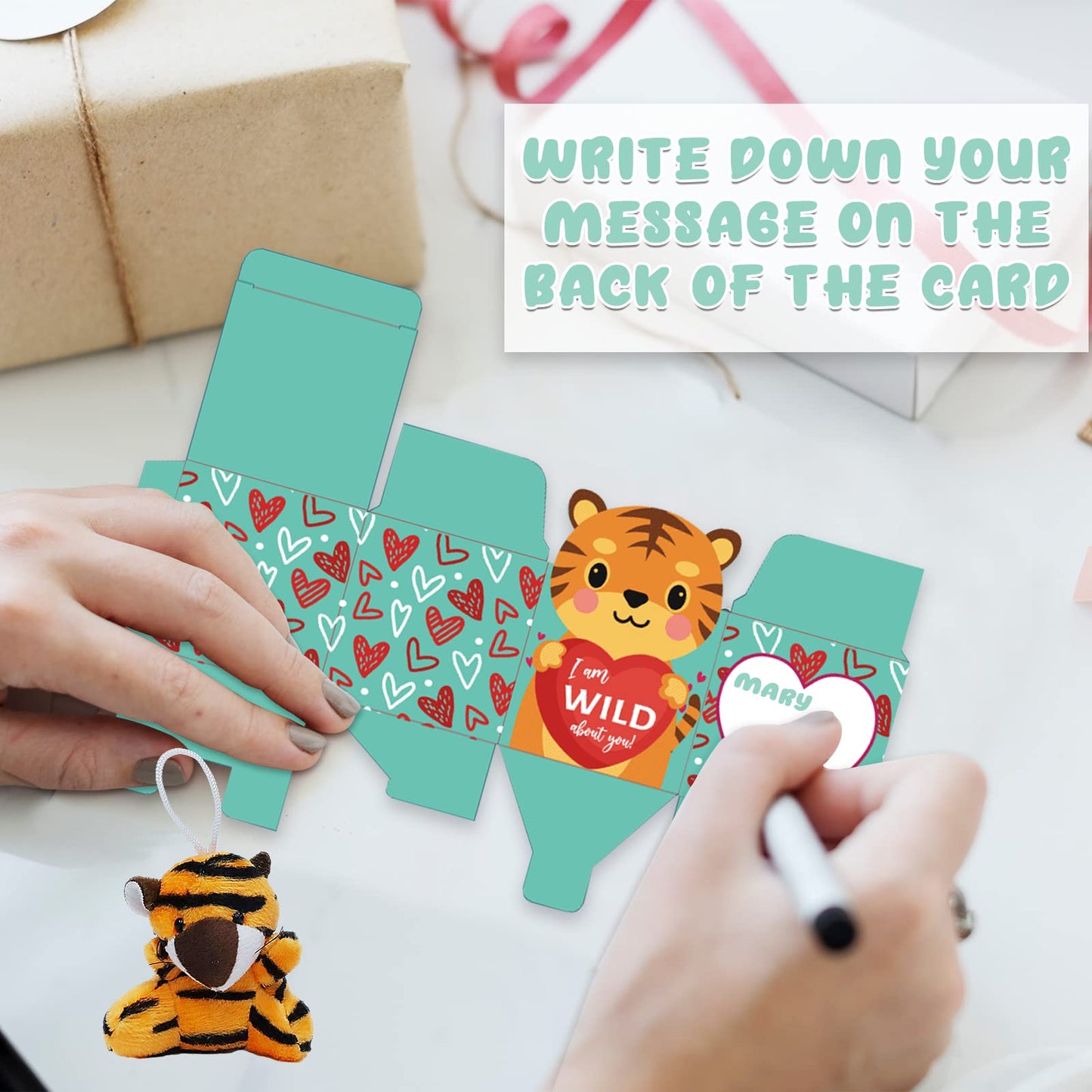 Atfunshop Valentines Day Gifts Box For Kids With Animal Plush Toys 30 Pack Valentines Mini Keychains And Gift Card In Bulk Excha