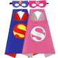 Mizzuco Superhero Capes For Kids Cloak With Mask Halloween Costumes And Party Dress Up 2Pcs(Pink +Blue
