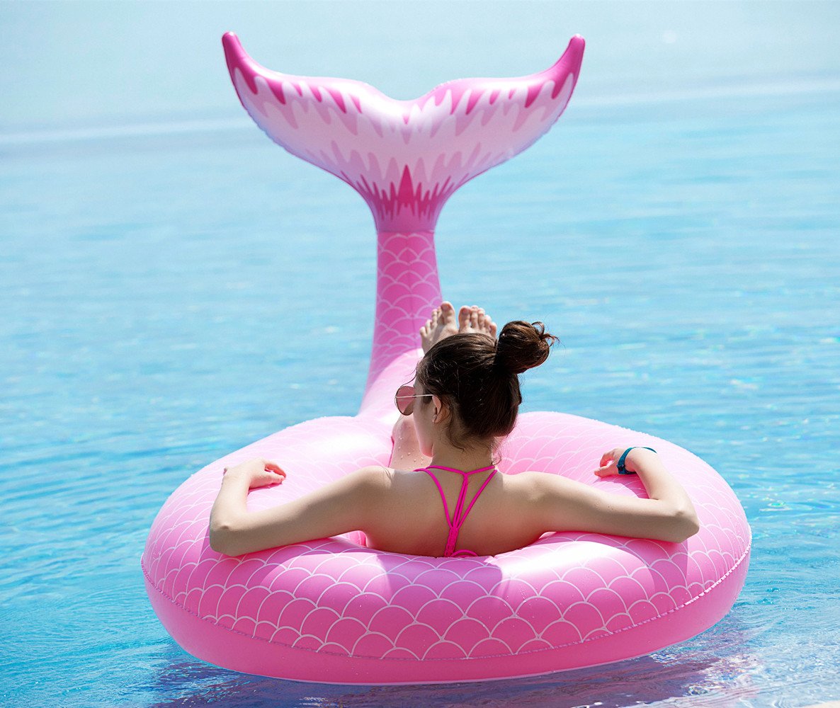 Jasonwell Giant Inflatable Mermaid Tail Pool Float With Fast Valves Summer Beach Swimming Pool Party Lounge Raft Decorations Toy