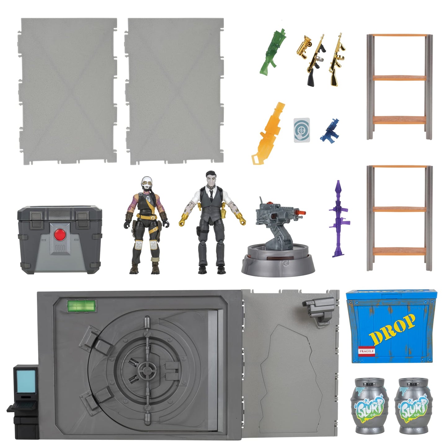 Fortnite FORTNITE The Vault Deluxe Diorama Playset with 2 Articulated Figures, 21 Accessories, 4-inch Size, Multicolor, Model FNT0847