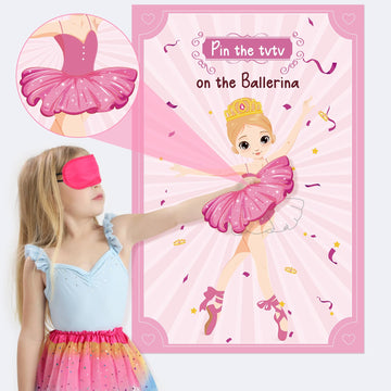Ballerina Party Games For Girls Pin The Tutu On The Ballerina With 20 Pcs Tutu Stickers, Large Ballerina Party Games Poster For Kids Ballerina Birthday Party School Classroom Carnival Party Supplies
