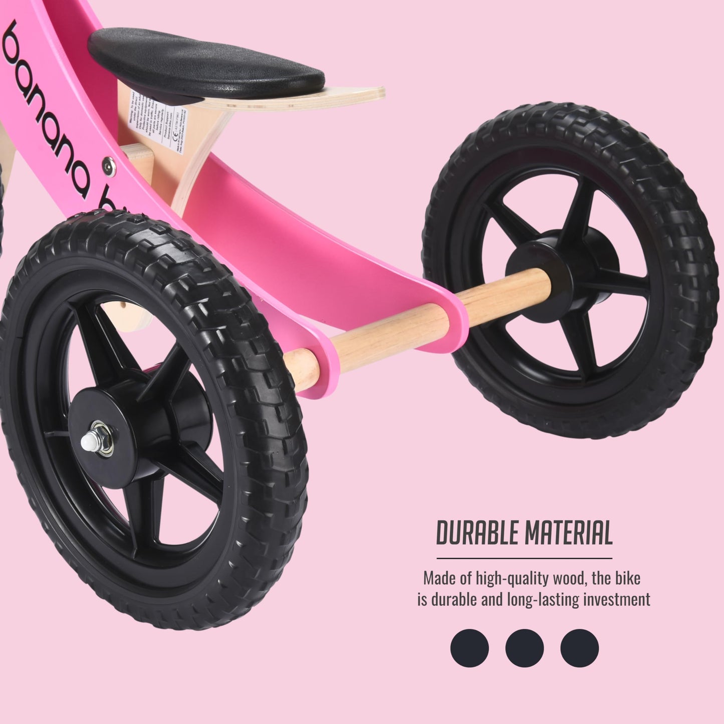 Banana Bike Toddler Wooden Balance Bike - No Pedals Tricycle - Puncture Proof Tires, Ergonomic And Durable - Birthday Gift For Boys And Girls