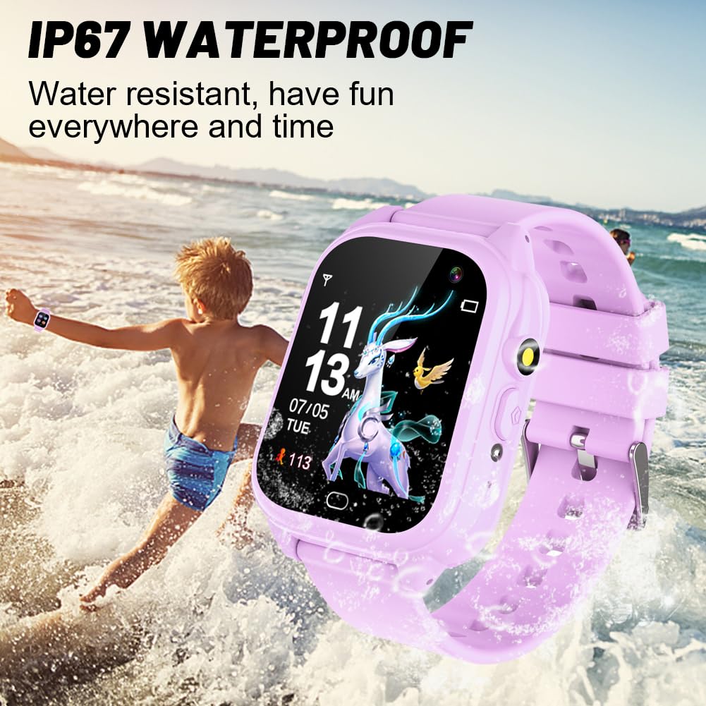 Tywop Kids Waterproof Smart Watch For Boys Girls Ages 3-12 Learning Toys Easter Basket Gifts With 26 Games Camera Video 1.44' Touchscreen Music Player Alarm Clock Flashlight Pedometer Toddler Watches