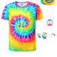 Inrajoper Boys 4 Pcs Hippie Costume Accessories Set 60S 70S Colorful Kids Fun Tie Dye T-Shirt For Theme Party 6-8 Years Rainbow