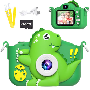 Mindpal Selfie Kids Camera,Dinosaur Christmas Birthday Gifts For Kids, 1080P Hd Digital Video Camera With 32 Gb Sd Card For Todd
