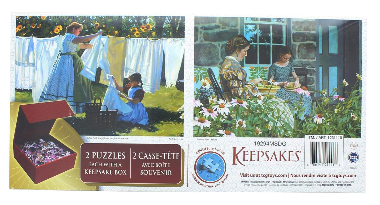 Set Of 2 Keepsakes 1000 Piece Jigsaw Puzzles | Wash Day/Snapping Beans