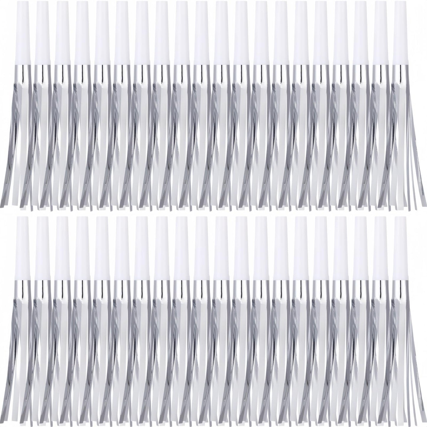 Lcpqmzgh 30 Pcs Gold Noise Makers, Metallic Fringed Noise Makers For New Year Party Favor Supplies, Silver White