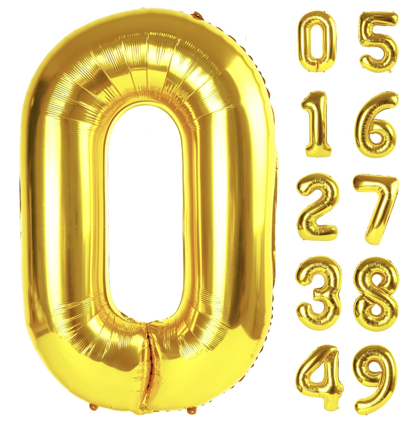 Gold Jumbo Helium Number Balloon 40 Inch, Giant Foil Golden Number 0 Birthday Balloons, Large Numbers 10 20 30 40 50 60 70 80 90