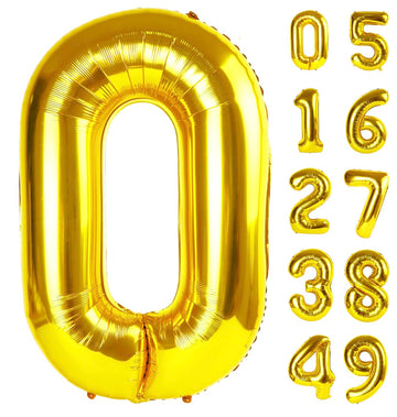 Gold Jumbo Helium Number Balloon 40 Inch, Giant Foil Golden Number 0 Birthday Balloons, Large Numbers 10 20 30 40 50 60 70 80 90