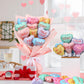 Gemscream 24 Pcs Valentines Day Conversation Heart Balloons Self Inflatable Heart Balloons with Bow Rod 4 Inch Mini Valentine D