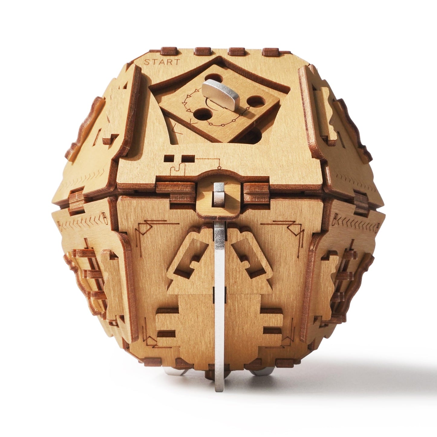 PUZZLE POTATO 3D Brain Teaser Puzzle Box - Wooden Treasure Chest - Philosopher's Stone (Metal) - Money Puzzle for Cash Gift