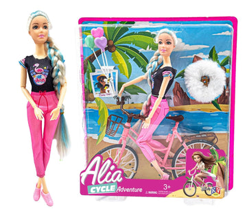Wiztoy Lyla Alia Cycle Adventure Doll - 30 Cm Doll With Bicycle, Backpack & Balloons | Outdoor Playset For Girls Age 3+