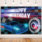 MEHOFOND 7x5ft Vinyl Car Racing Birthday Backdrop, Blue Photo Background for Boys, Model LT-1817