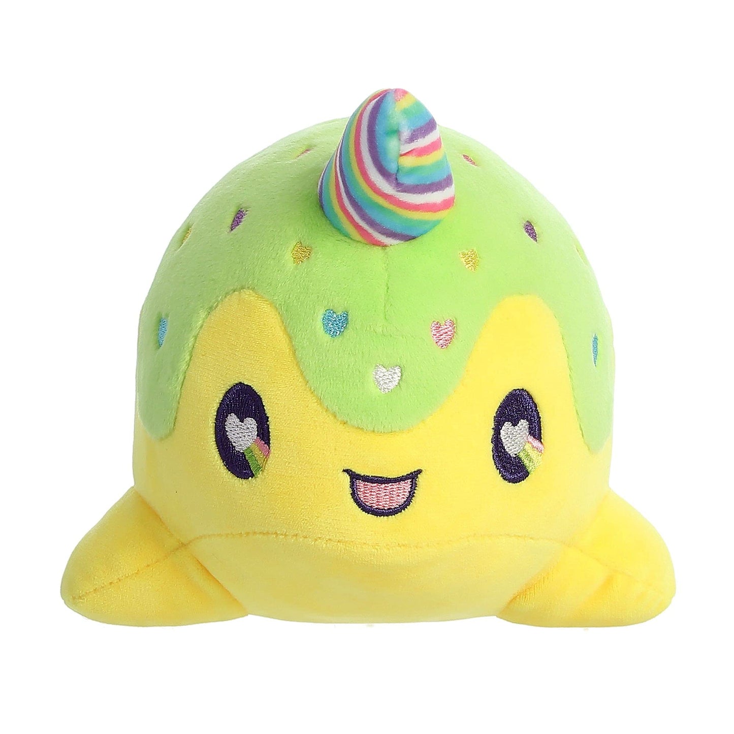 Aurora Enchanting Tasty Peach Neon Lollipop Nomwhal Stuffed Animal - Bright & Colorful Design - Showpiece Plush - Yellow 7 Inche