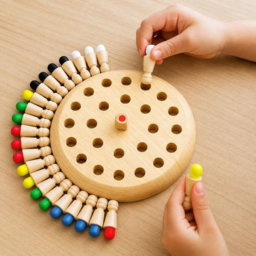 Wooden Color Memory Chess Game For Kids Age 3+ | Plastic Wooden Memory Match Stick Chess Board Game | Brain Puzzle Toy For Boys,