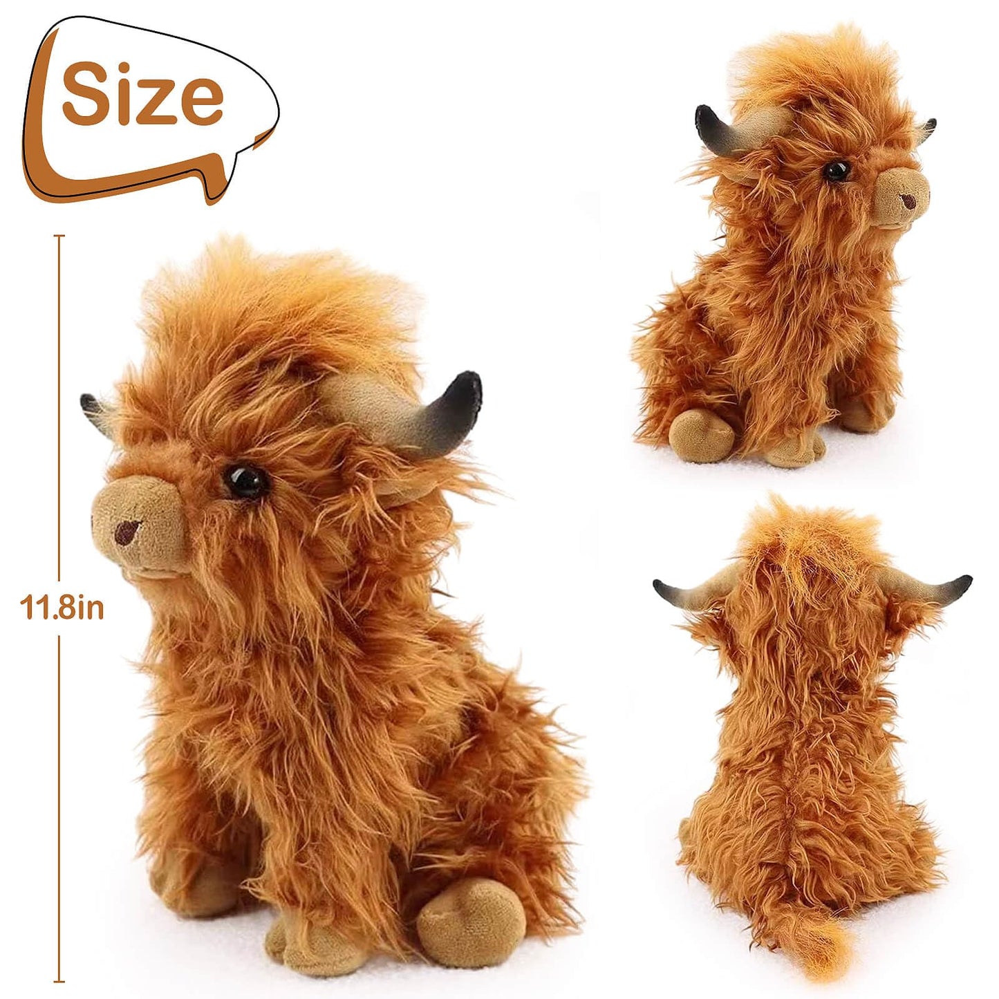 Scottish Highland Cow Plush, Cute Realistic Cow Stuffed Animals Soft Farm Plushie Toy, Highland Cow Accompany Plush Toy Birthday