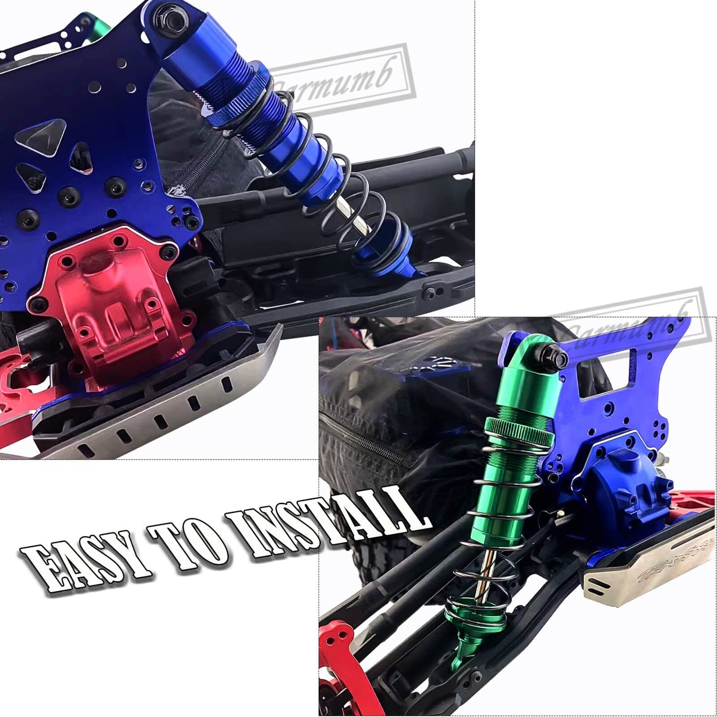 Rcarmumb Front Rear RC Shock Upgrades Part for 1/8 Sledge 4WD #95076-4, 4PCS Full Aluminum Big Bore RC Shocks Hops Up for Sledge