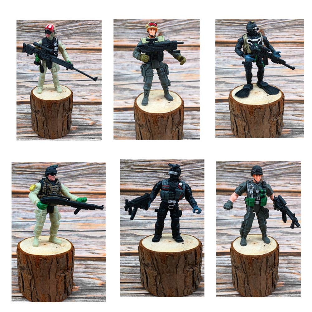 Qiandier 6 Pcs Military Team Action Soldiers Special Force Marine Recon Figure advanced Force Army