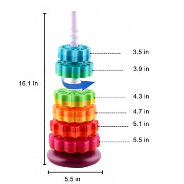 CAPT.GOOSE Baby Spinning Toy - Rainbow Stacking Toy for Toddlers, Educational Learning, Focus & Dexterity, Small, Multiple Colors