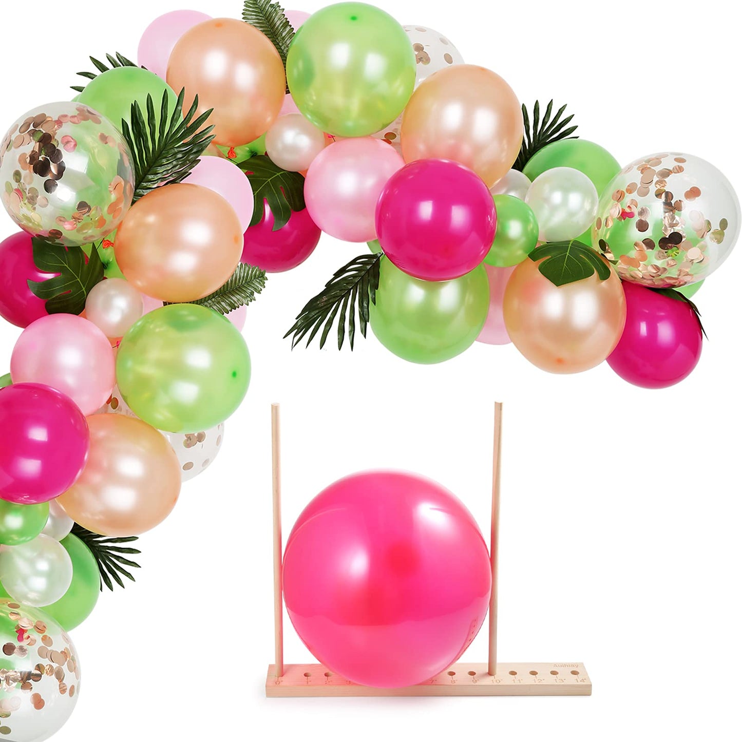Auihiay 14 Sizes Adjustable Wood Balloon Sizer Ruler - Measurement Tool for Balloon Decorations, Arches, Columns, Rings, Towers