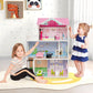 Honey Joy Pink Doll House, 3-Story Wooden Dollhouse W/Working Elevator & Staircase, 10 Pieces Play Accessories & Furniture Included, Pretend Play Doll House Toy, Gift For Toddler Girl Boy, Pink