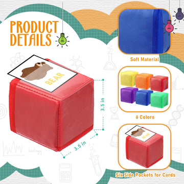 Yilloog 6 Pcs 3.15 Inch DIY Photo Pocket Dice for Classroom Large Clear Foam Dice Education Playing Game Cubes Set 6 Sided Stack