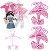 Dress Along Dolly Pink Full-Outfit Hanger 24Pk For American 18' Doll Clothes- Hold Your Tops & Bottoms Together Including Dresses, Pants, Shirts, Skirts, & Accessories- Perfect Girl Gift Set