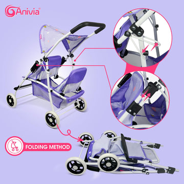 Baby Doll Collection Anivia Doll Stroller Heart Design Gifts For Toddlers And Girls Foldable Doll Stroller (Da208 Purple)…