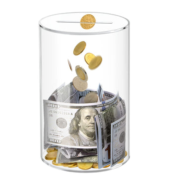Kypeeka Clear Acrylic Piggy Bank For Adults Kids, Clear Money Saving Jar Must Break To Open, Unopenable Piggy Bank For Cash Coin