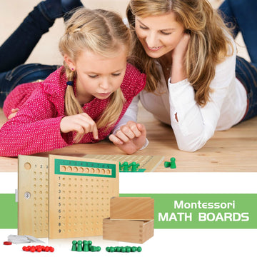 Yhzan Montessori Math Material Multiplication And Division Board Game Bead Boxed Arithmatics Wooden Math Manipulatives For Homeschool Classroom Kids Educational Toy
