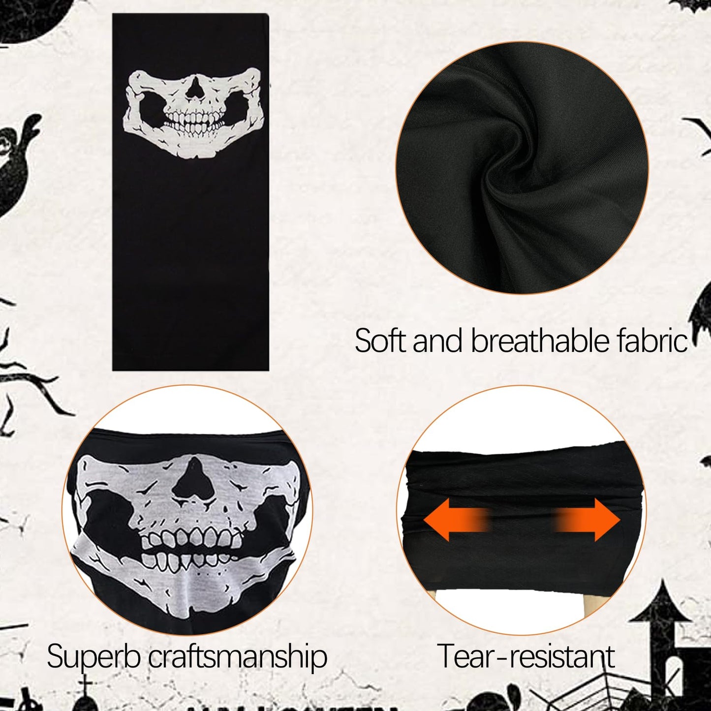 Kitimi Halloween Grim Reaper Costume Set  4 PCS Grim Reaper Hooded Cape with Skeleton Gloves  Grim Reaper Scythe