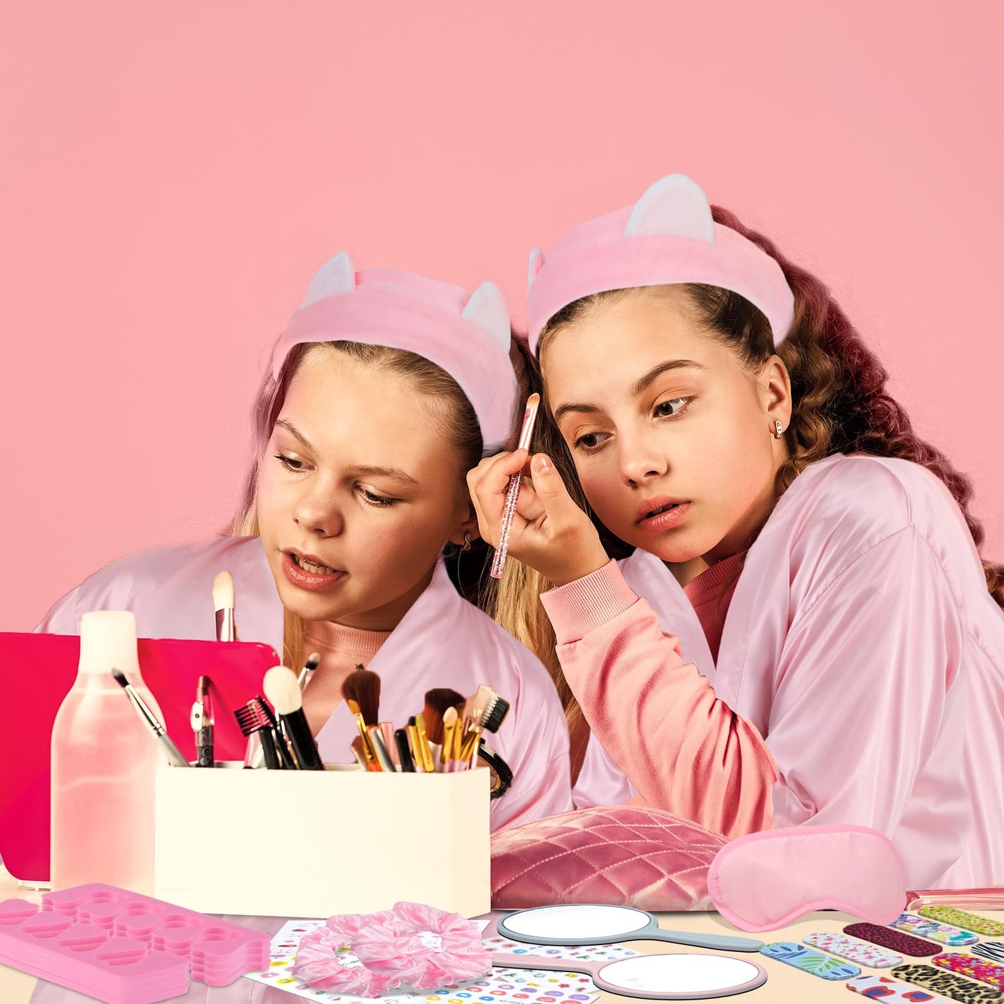 Hoemwarm 10 Set Spa Party Supplies for Girls,122 Pcs Slumber Party Favors for Girls Satin Robes Spa Kit Accessories Bulk with To