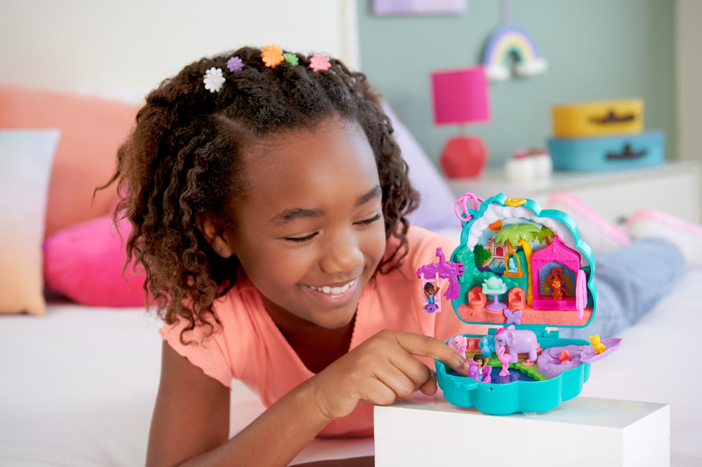 Polly Pocket Peacock Garden Compact Playset with 2 Micro Dolls & Pets, Multicolor, One Size, Model HWN97