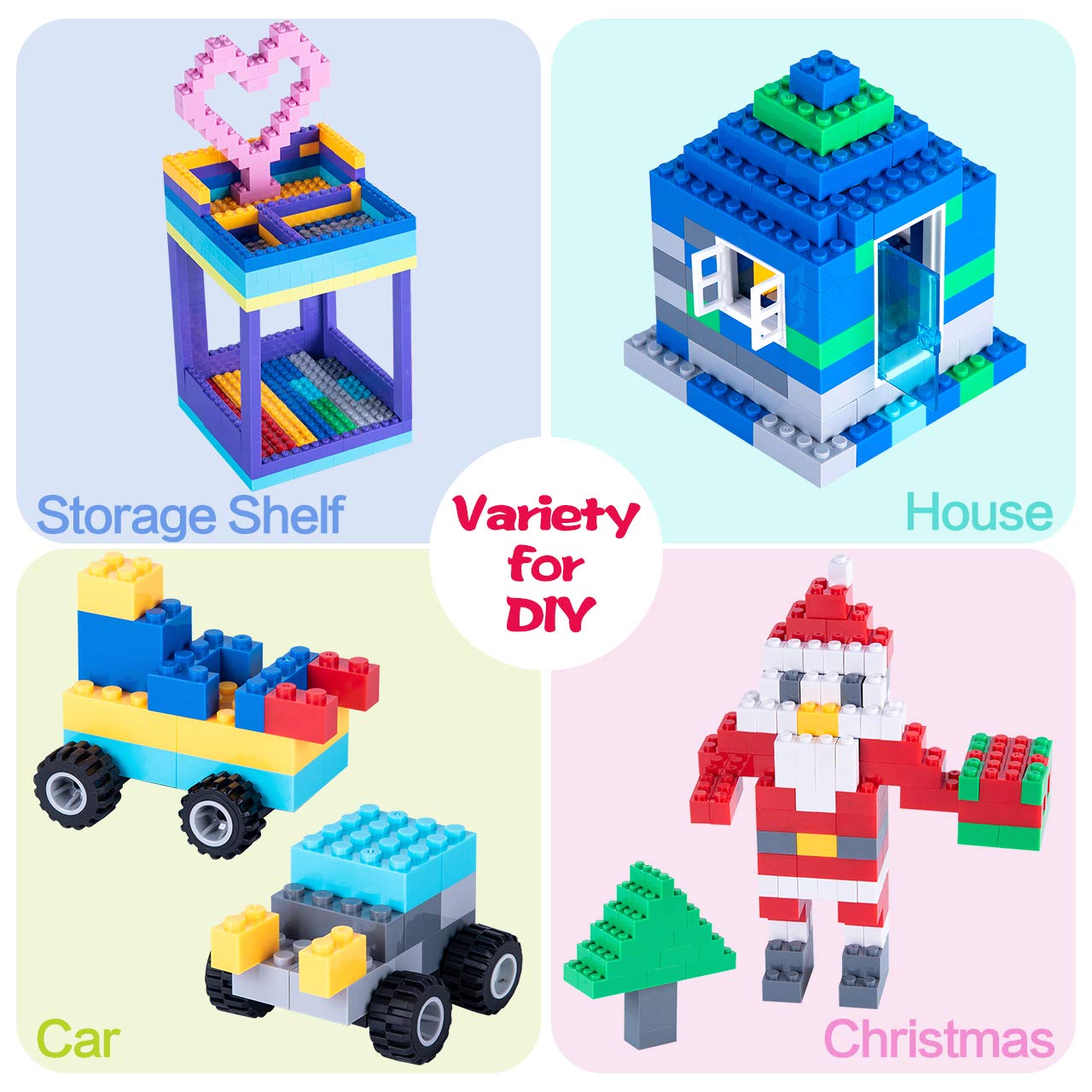 Anksono 1500 Pieces Building Bricks For Kids With Doors,Windows,Wheels,Tires,Axles, Classic Building Bulk Blocks Compatible With