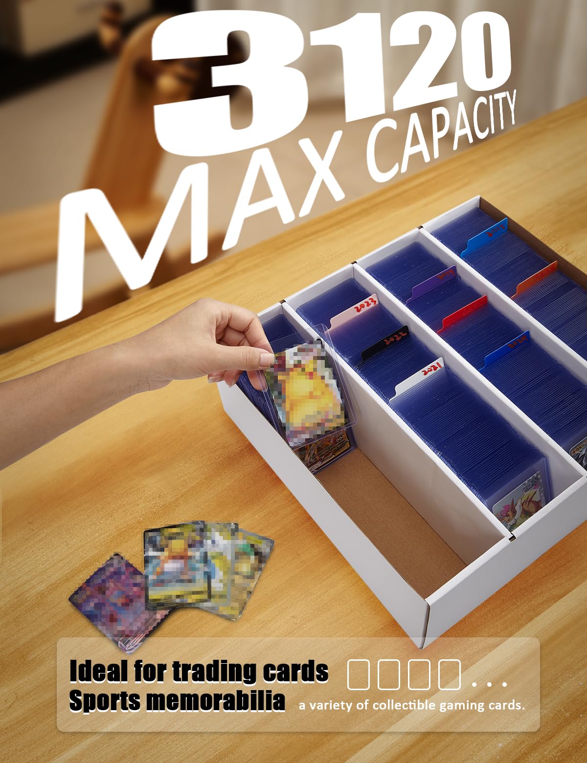 8 Pack Cardboard Card Storage Box 3120 Count Bulk Card Storage White Sports Card Boxes Baseball Card Boxes With 10 Dividers Spor