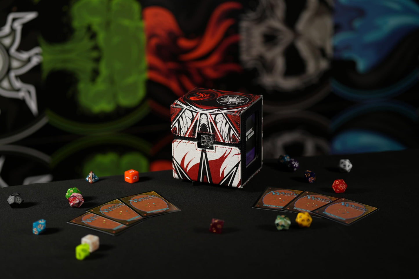 Ai protective covering MTG Commander 100+ Card Custom Art Deck Box With Storage (Red/White)