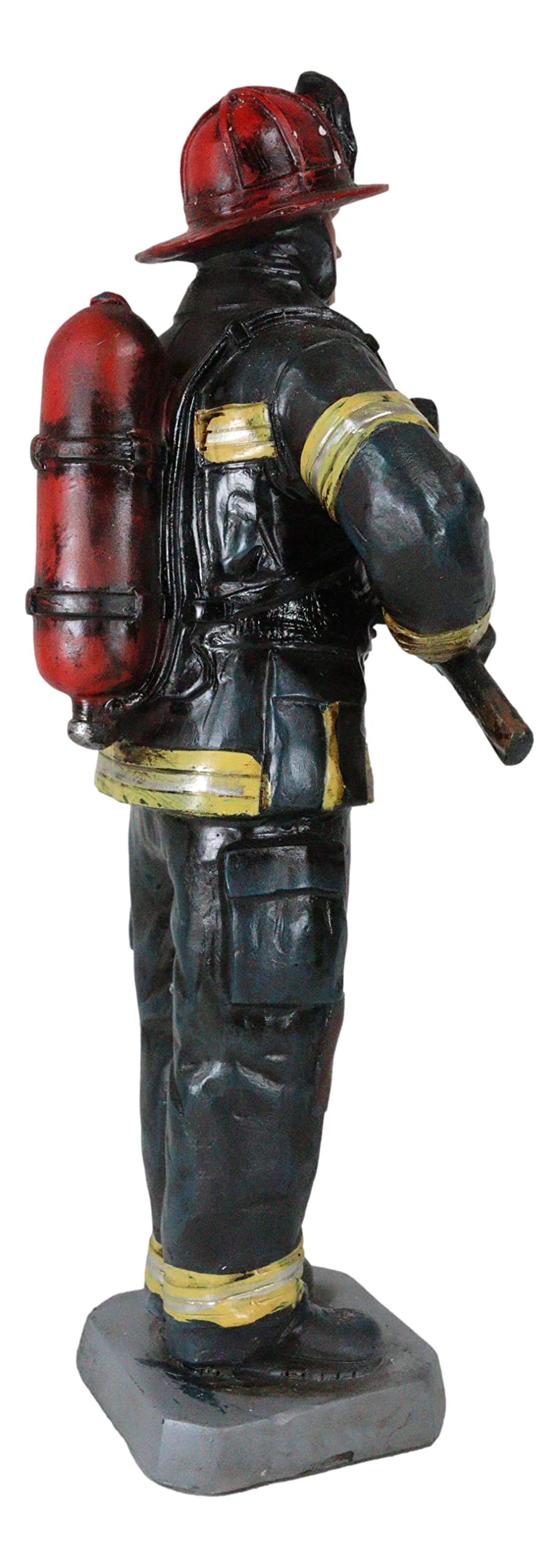Ebros Gift Fireman In Full Suit Bunker Gear And Air Tank Holding An Axe Figurine 11' Tall Civil Service Hero Freedom Fire Fighter Decorative Sculpture 911 Emergency Fire Man Brigade