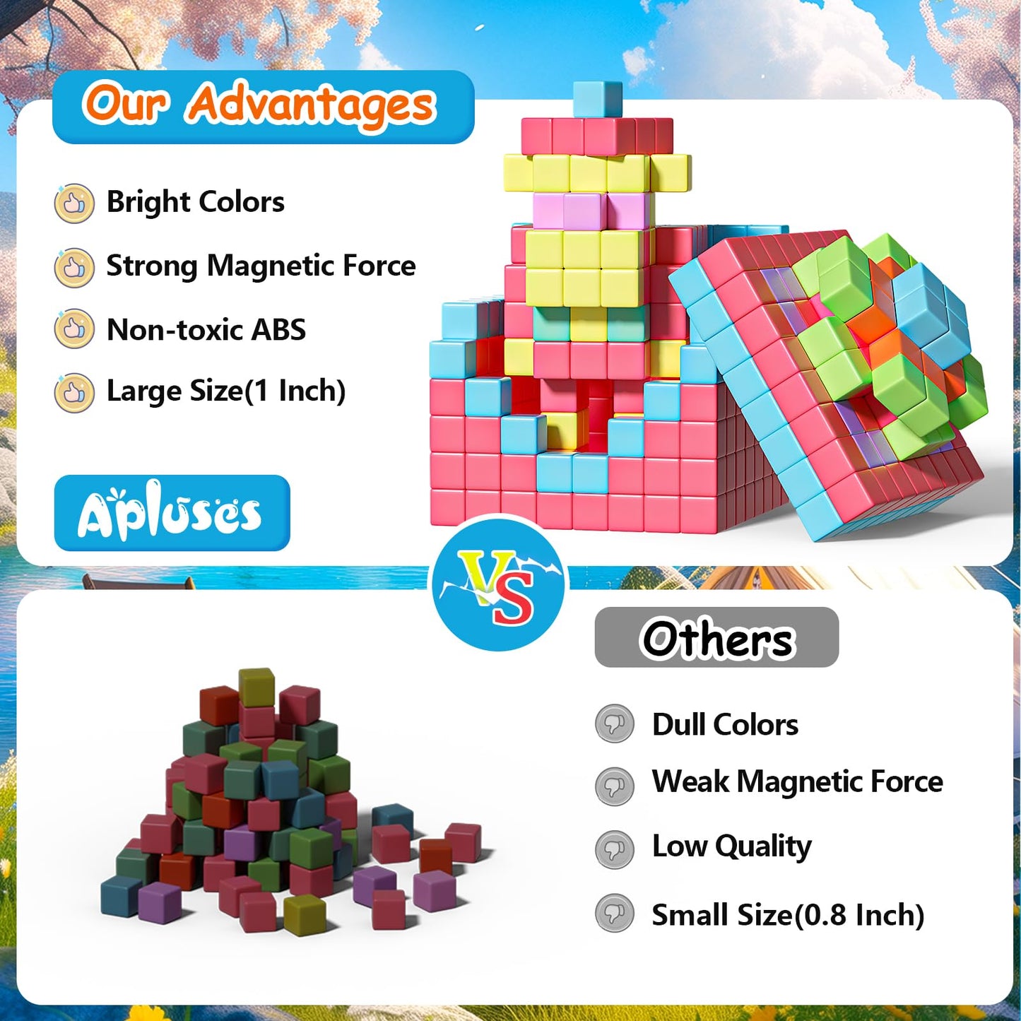 Magnetic Blocks, Magnet Building Cubes for Toddlers Ages 3-5, STEM Educational Sensory Autism Montessori Preschool Toys, Gifts f