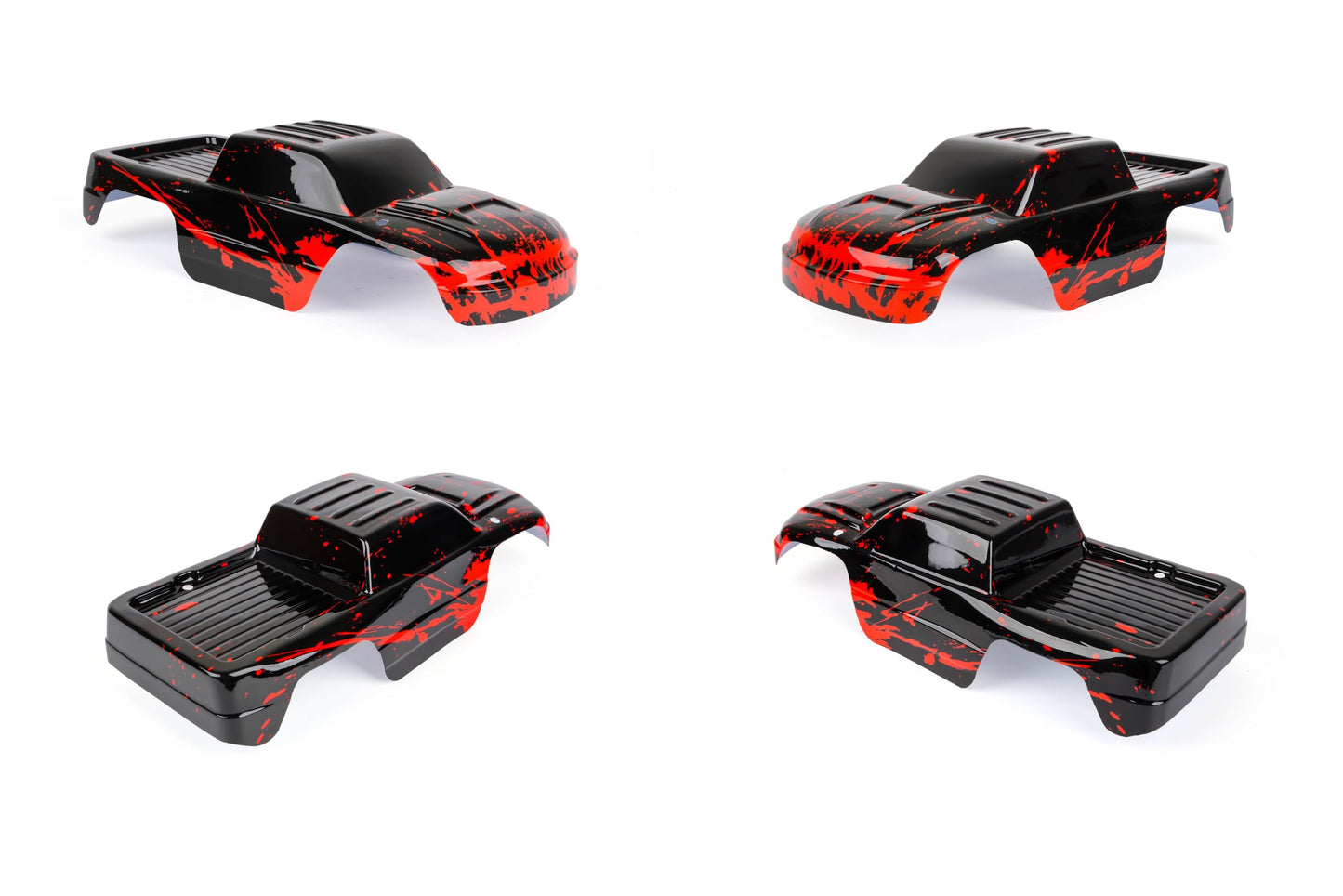 SummitLink Custom Body Compatible for 1/10 Scale RC Car or Truck (Truck not Included) (Muddy Red Over Black)